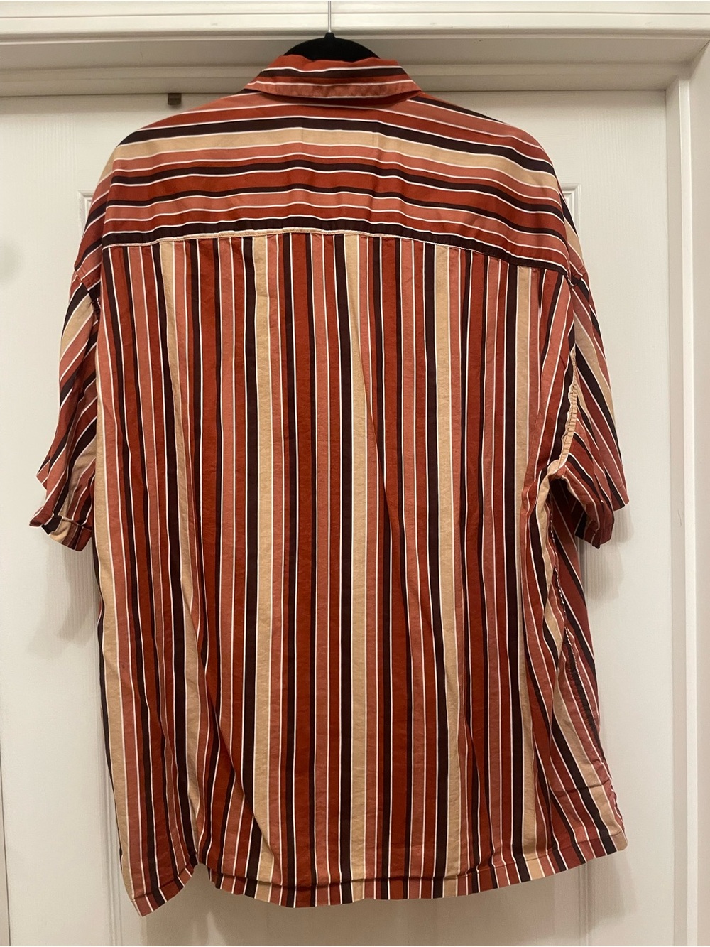 Abercrombie & Fitch Rust and Cream Striped Short-Sleeve Shirt preppy fall baggy - Picture 4 of 7